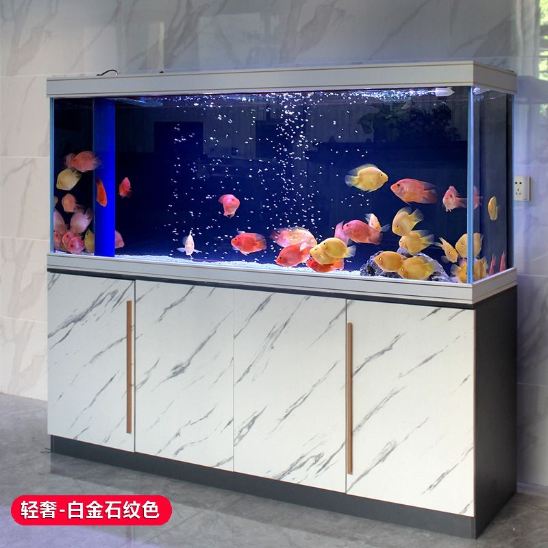新款鱼缸家用客厅屏风水族箱造景全套超白玻璃大中型底滤鱼缸定制