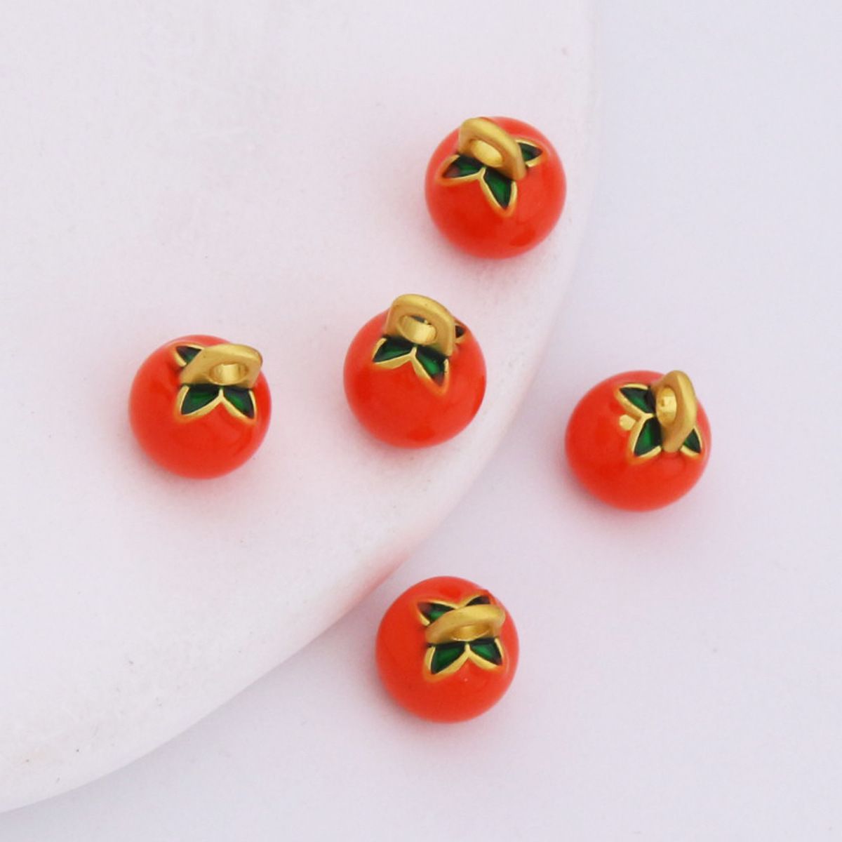 古法沙金柿柿如意立体小柿子吊坠手工diy耳环手链饰品配件项链