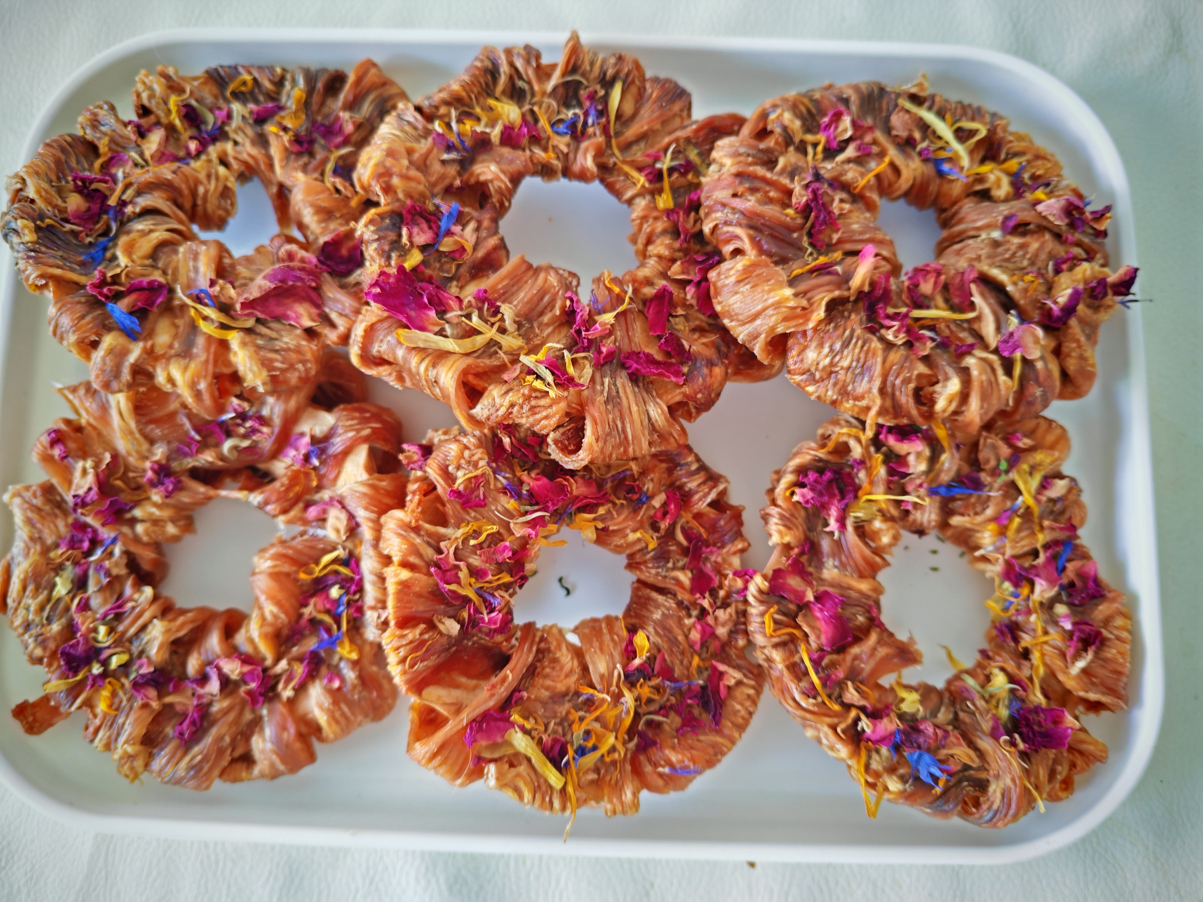 宠物零食纯手工自制无添加苹果鸡肉甜甜圈鸭肉梨下火狗狗磨牙肉干