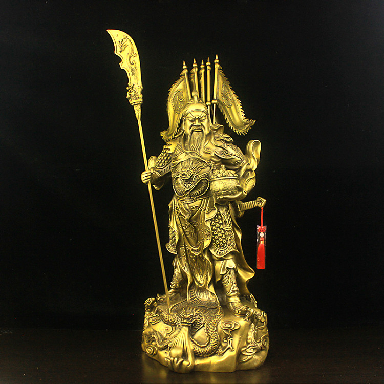 纯铜招财中式供奉武财神九龙关公