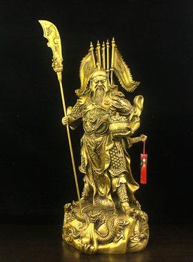 纯铜招财中式供奉武财神九龙关公