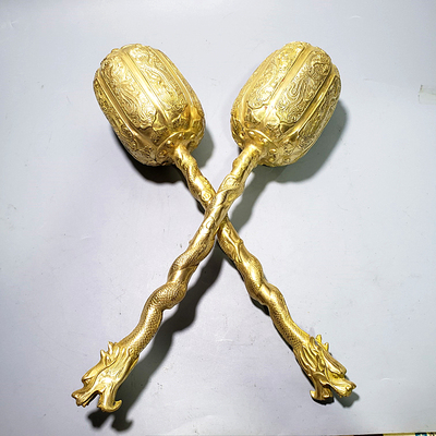 纯铜镇宅摆件龙凤锤金瓜盘龙锤