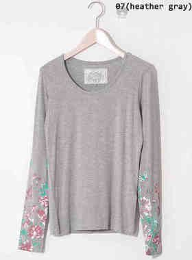 scolar丝柯乐  纯色长袖印花圆领打底衫T恤  553069