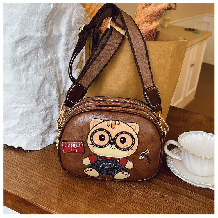 可爱卡通小方包女斜挎包2026新款双层拉链手机包通勤单肩包小包包 - 北包包屁墩熊品牌店出品