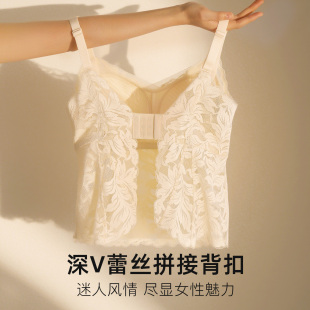 内衣女蕾丝无钢圈防走光美背文胸 大码 美奈川新款 吊带大杯胸罩薄款