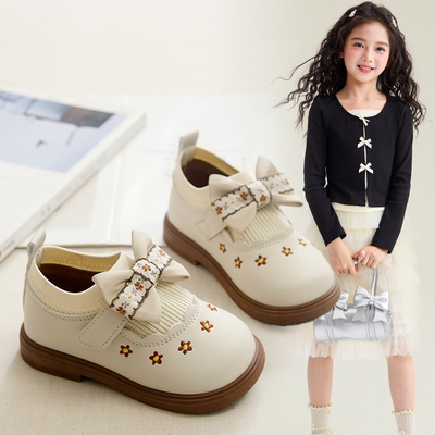 女童复古小皮鞋2026春款萌娃可爱时尚蝴蝶结单鞋宝宝玛丽珍公主鞋