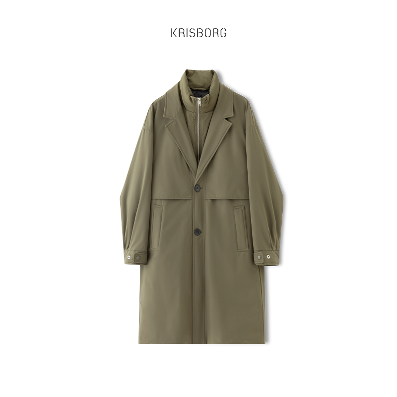 KRISBORG加厚立领中长款羽绒服男