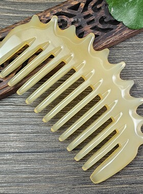 天然牛羊角波浪齿便携按摩梳