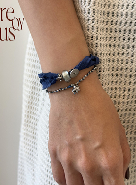 VITREQYOUS  静谧感银箔琉璃珠真丝小众原创设计手链