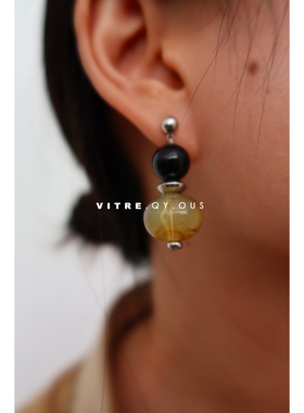 VITRE.QY.ous  手工自制中古风黑玛瑙简约大气小众原创设计耳饰