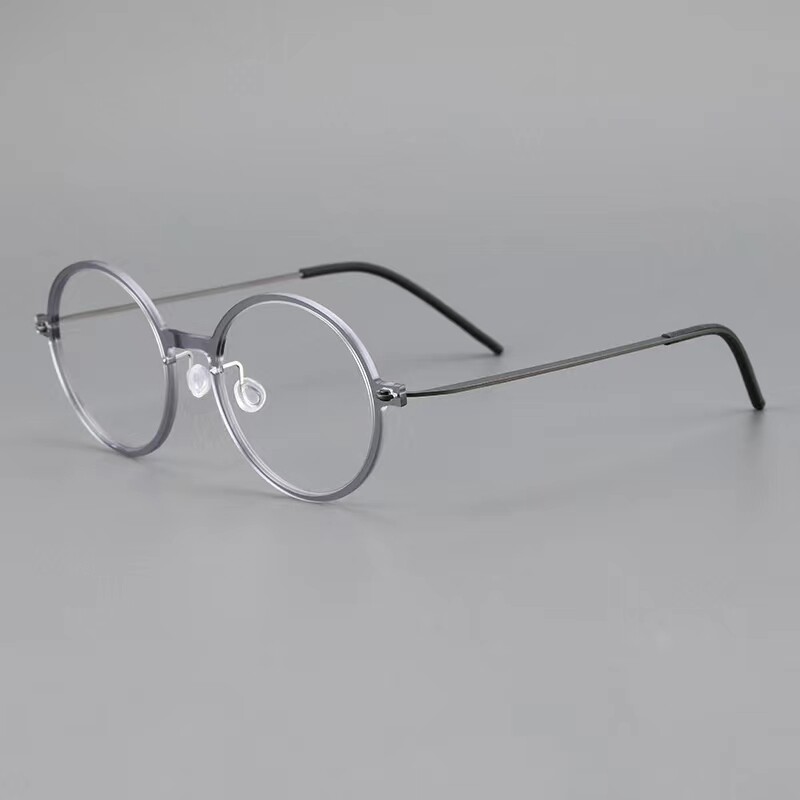 新型超轻板材眼镜框纯钛眼镜腿时尚男女复古眼镜架圆框可配近视镜