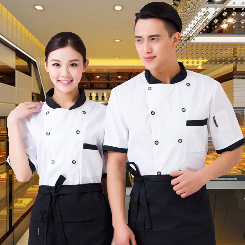 厨师服短袖 酒店厨师工作服夏装 餐厅饭店厨房厨师长制服后勤厨衣