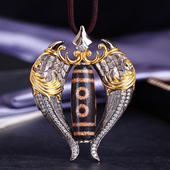 意大利工艺全手工S925纯银五眼天珠吊坠胸针两用款 玛瑙天珠项链