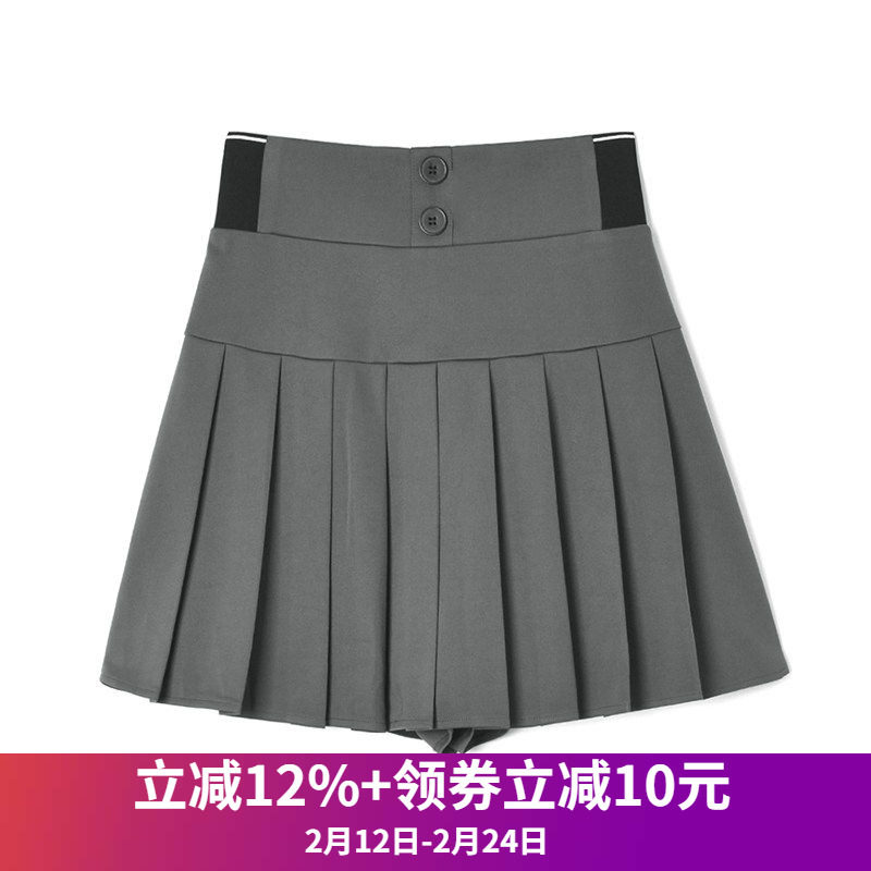 2026年春Outlets正品 高端HQ系列松紧腰百褶中裙防走光裙裤半身裙