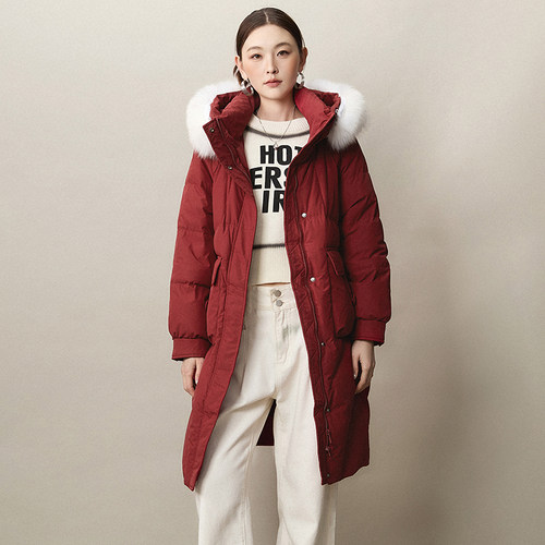 狐狸毛领防风保暖外套羽绒服
