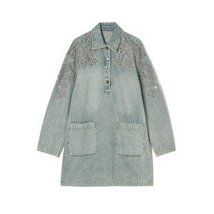 奥莱专柜撤柜正品 南油N系列春装新款复古宽松牛仔阔版短裙连衣裙