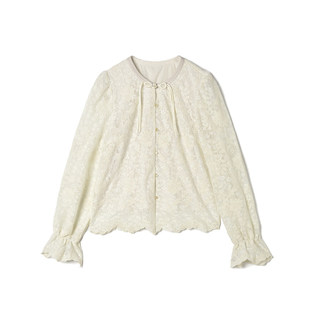 上衣单排扣国风衬衫 奥莱专柜正品 精致提花长袖 2025新款 女 BY春装