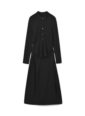 Outlets专柜撤柜正品 YW春装2026新款素雅通勤中长裙可开扣连衣裙