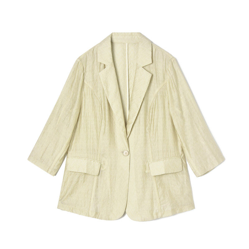 2026年春Outlets正品 高端UN系列含天丝一粒扣上衣纯色西装外套女