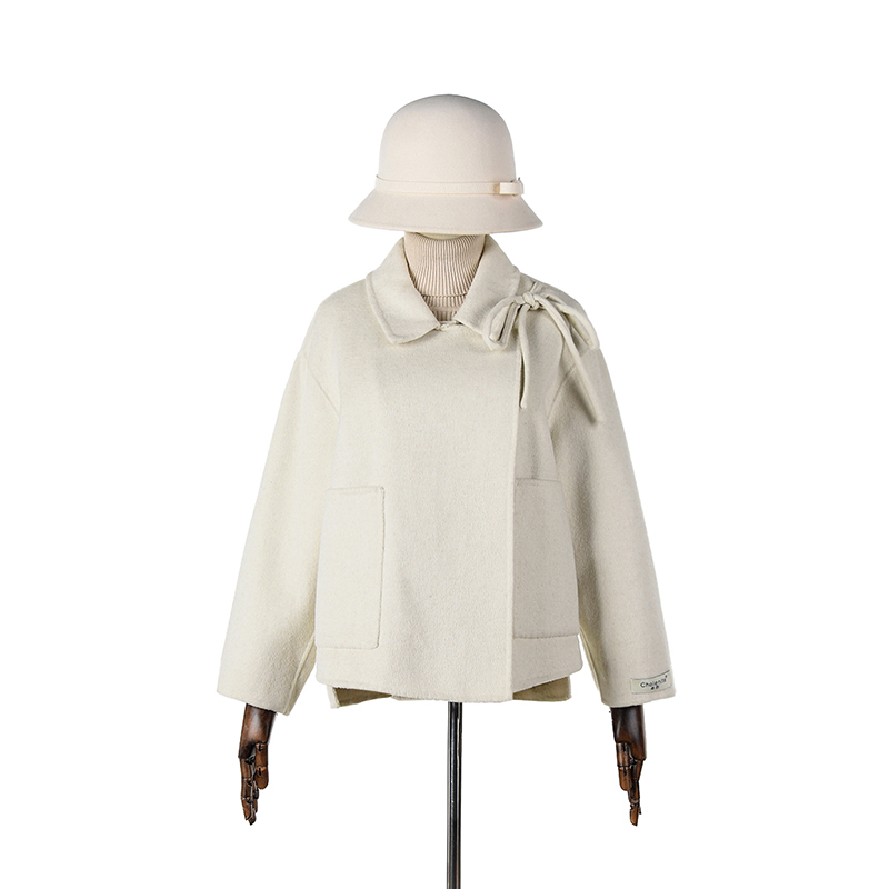 九分袖双面尼毛呢外套大衣