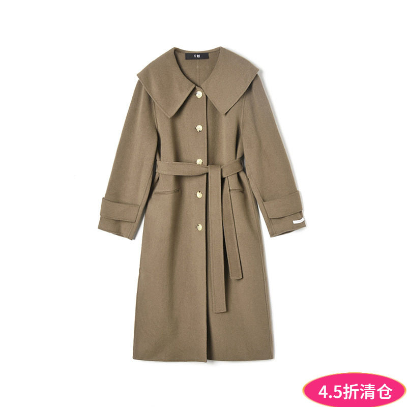 2025年冬Outlets正品 高端FZ系列宽松加长款双面尼毛呢外套大衣女