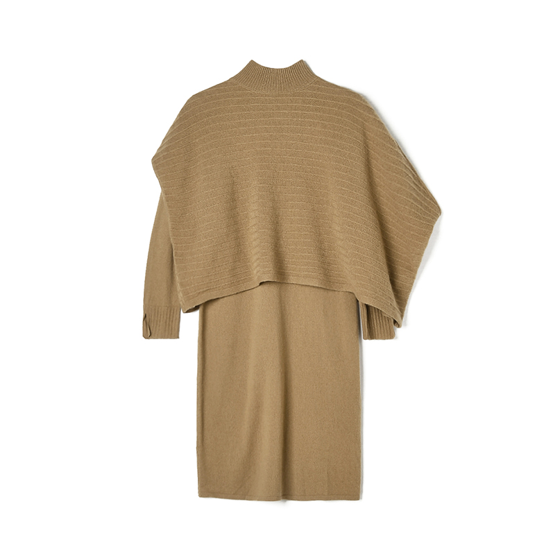 2025年冬Outlets正品 高端AO系列 含绵羊毛坎肩+长袖中裙两件套装