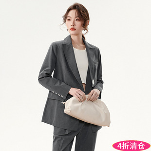 奥特莱斯品牌折扣 HM春装新款 法式气质西装上衣两粒扣长袖外套女