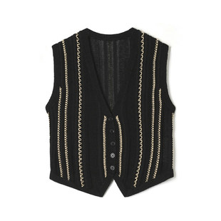 单排扣微弹上衣拼色马夹女 新款 奥莱专柜撤柜正品 深圳南油CV冬装