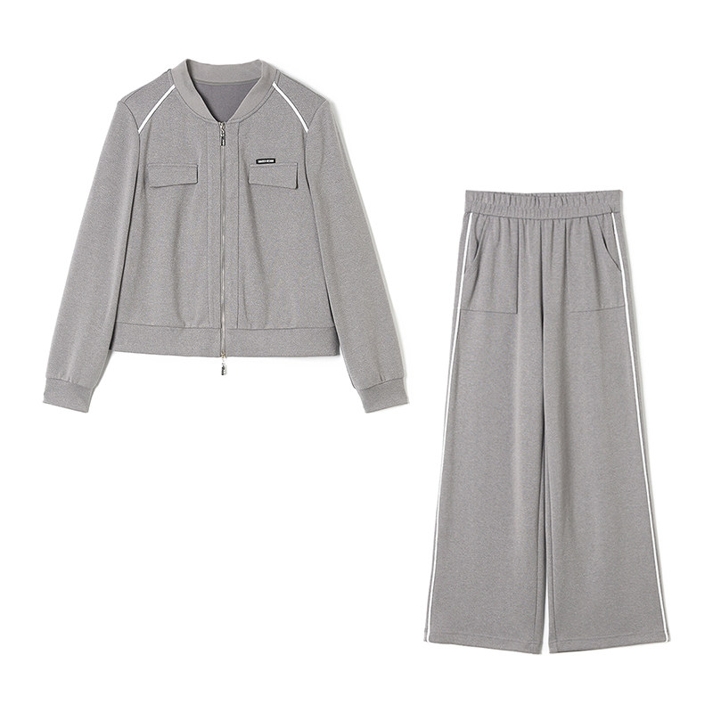 奥莱专柜品牌撤柜正品 LH春装新款运动风外套+高腰长裤两件套装女