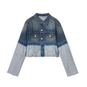 新款 奥莱专柜撤柜正品 深圳南油NY春装 潮流感牛仔拼接上衣外套女