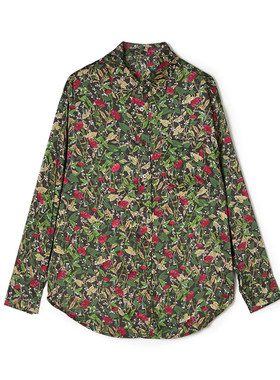 奥莱专柜品牌撤柜正品 CC春装新款 雅致印花阔版中长款上衣衬衫女