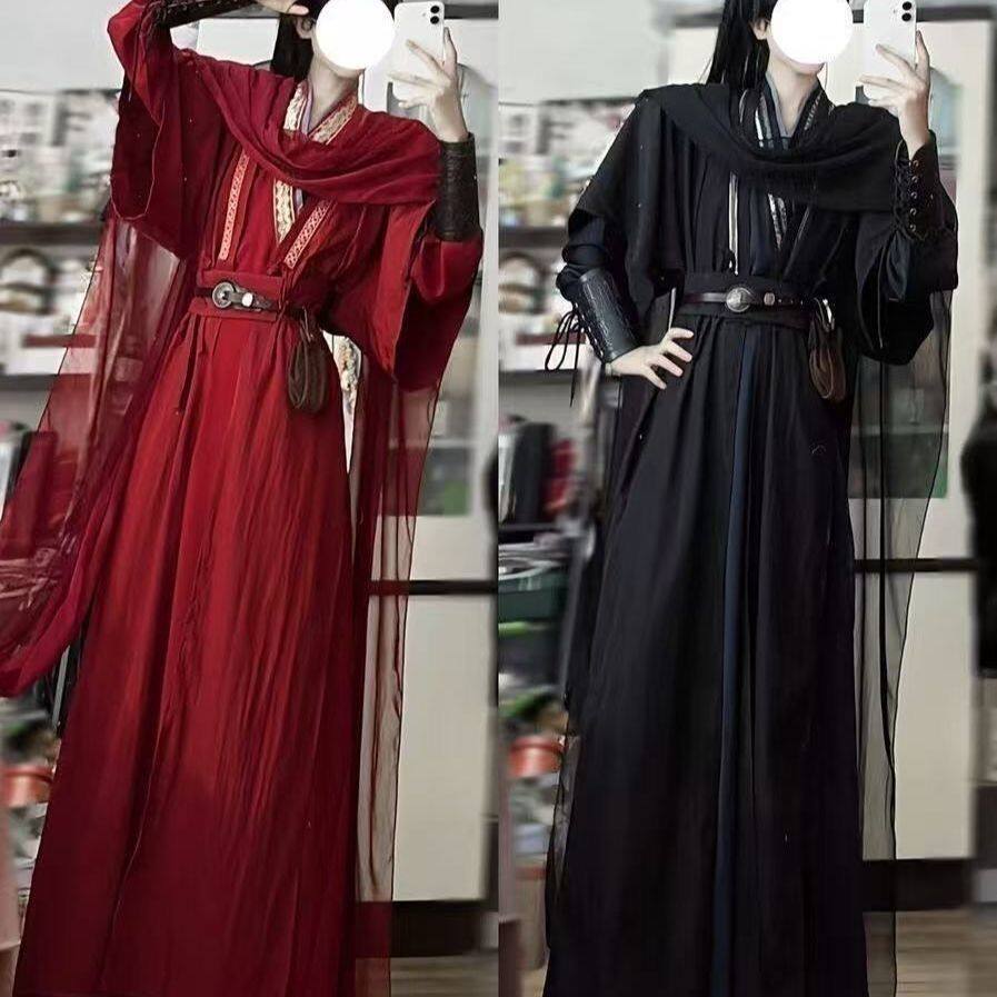 万用黑红色劲装cosplay安琉璃墨燃可私设漫展古风仙气二次元套装