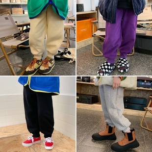 男女童2022冬款 童裤 抓绒四色百搭休闲束脚校园卫裤 运动裤 长裤 韩版