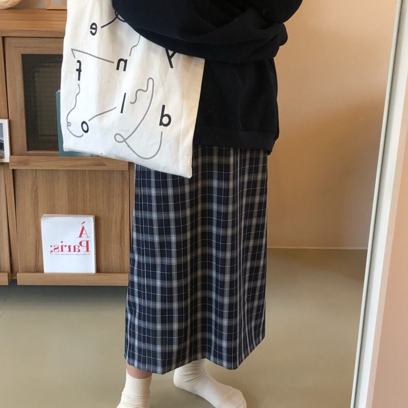 MΛDE OOPS自制双色古着配色日系直筒格子半身裙在类目 女装/女士精品, 半身裙中 - 来自Buy2taobao.com提供专业的淘宝代购服务