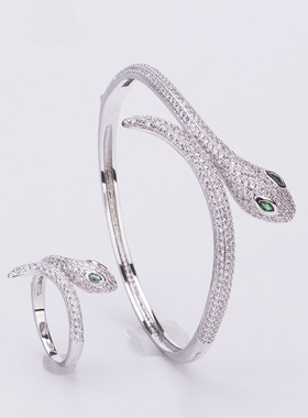 欧美风跨境电商蛇头戒指铜镀金