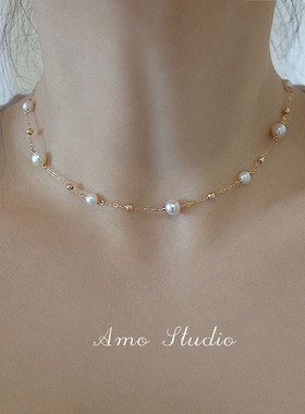 包金小众设计轻奢高级感珍珠项链