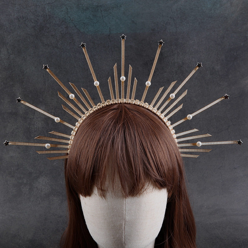 新款圣母光环亚马逊速卖通女神发冠头饰哥特式皇冠万圣节装扮发饰