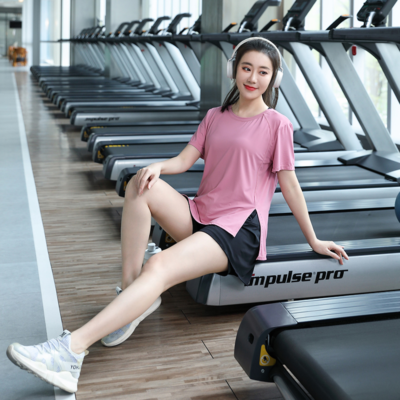 短袖短裤瑜伽服套装女夏天薄款跑步运动健身房胖mm大码宽松速干衣