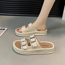 拖鞋女夏季外穿2025新款仙女风配裙子平底沙滩凉鞋海边凉拖鞋防滑