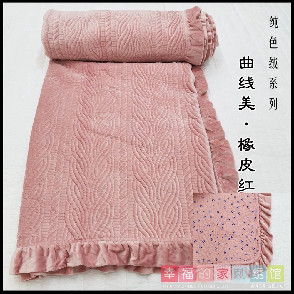 韩式秋冬短毛绒保暖绒毯加厚绗缝双面两用纯色床盖床单保暖绒毯,床上用品,床盖,淘宝优惠券,粉丝福利购,淘宝优惠卷