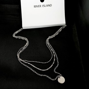 新潮原单RIVER iS*AND个性细链条豆豆链气质时髦三层叠戴锁骨项链