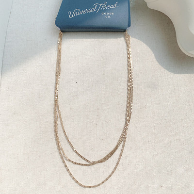 美国潮牌【Universal Thread】原单设计简约素链叠戴3层锁骨链
