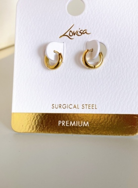 Lovisa金色澳洲时尚首饰SURGICAL STEEL不锈钢耳环（PREMIUM系列)