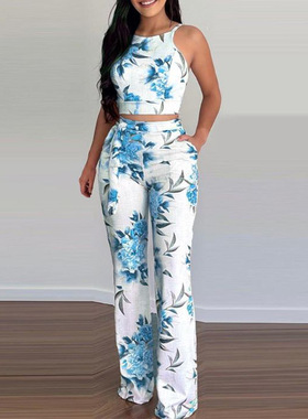 Urban casual printed women's pants set 休闲印花女装裤套装