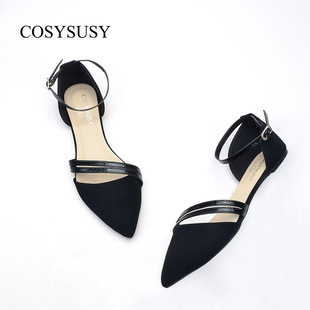 pointed sandals, single shoe, straight strap, flat sandals