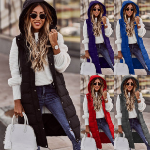 Fashionable casual hooded sleeveless cardigan cotton jacket