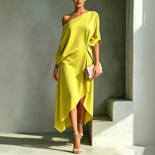 Elegant and minimalist cotton linen women's sleeveless dress
