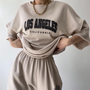 Women long piece set sweatshirt two printed casual pants