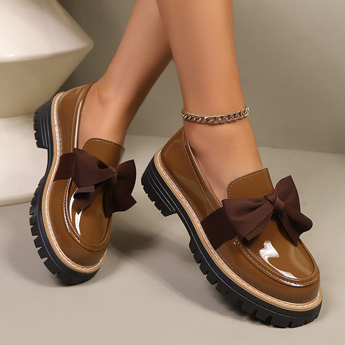 Candy colored loafers women's thick soled retro single shoes