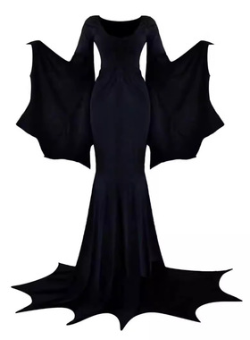 Party Role Play Witch Costume Gothic Dress Ultra Long Dress